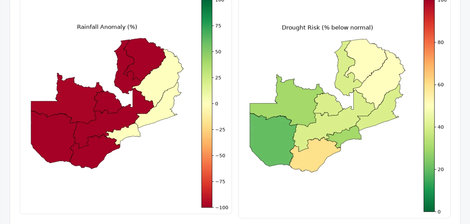 National maps of rainfall anomaly and drought risk across Zambia